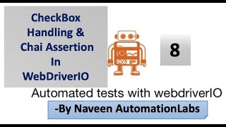 CheckBox handle and Chai Assertion in WebDriverIO  Part  8 [upl. by Schacker]