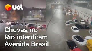 Chuvas no Rio de Janeiro deixam desaparecidos alagam hospital e interditam Avenida Brasil [upl. by Tenaj594]