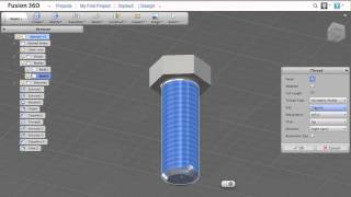 Autodesk Fusion 360 tutorial screw with threads [upl. by Ahseiyk]