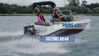 Suzuki DF40 4takt buitenboordmotor 40 PK amp Prins 475 [upl. by Pavlov]