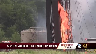 Grady County Sheriff 2 transported to hospital after oilfield explosion near Bradley [upl. by Arym]