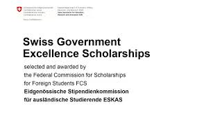 001 Swiss Government Excellence Scholarships  One Minute Intro [upl. by Ernaldus]