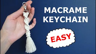 Easy keychain  Macrame keychain  Macrame for beginners [upl. by Gorlin290]