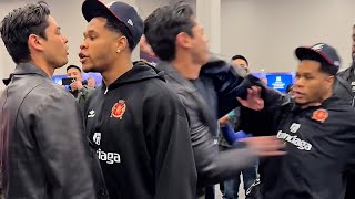 Ryan Garcia CONFRONTS amp PUSHES Devin Haney as NEAR BRAWL happens at Super Bowl radio row [upl. by Robison]