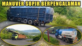 Manuver Berpengalaman Sopir Truk Fuso Super Great amp Hino Lohan Di Tanjakan Baung Danau Siais Tapsel [upl. by Ainalem]