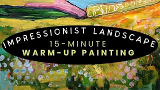 Warmup with an Impressionist Landscape Painting Exercise impressionistpainting acrylicpainting [upl. by Ilojna]