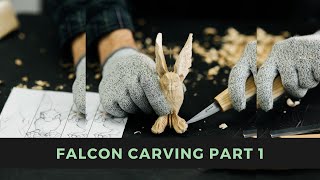 Easy Whittling Projects  Falcon Carving Out of Wood Part 1 [upl. by Vally]