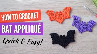 How to Crochet a Bat Applique EASY BEGINNER 🦇 [upl. by Imelda]