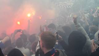 Relegation 2015  KSC  HSV Pyroshow Gästeblock [upl. by Winstonn]