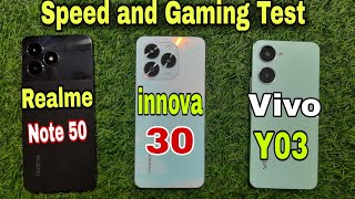 Symphony Innova 30  Vivo Y03  Realme Note 50  Vs  Gaming Test and Speed Test [upl. by Garzon]