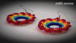 ⚜️ Lovely Huichol Earrings  Colourful Seed Bead Aretes Tutorial Diy 0440 [upl. by Rois213]