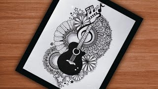 guitar mandala arthow to draw guitarhow to draw mandala art for beginnersVennilaYLCreations [upl. by Goodrow826]