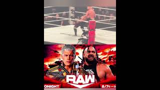 Cody Rhodes vs the bodline wwe wwemoments live new wweraw [upl. by Allin]