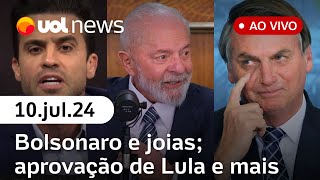 Pablo Marçal acusa PF de fake news com joias de Bolsonaro aprovação de Lula  ao vivo  UOL News [upl. by Anairdna687]