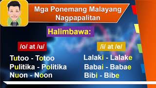 Pares Minimal Mga Ponemang Malayang Nagpapalitan Glottal na Pasara Mga Ponemang Suprasegmental [upl. by Eidnahs]