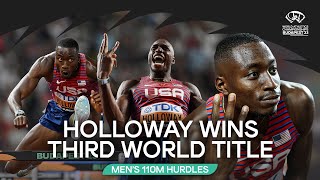 Holloway storms to third consecutive 110m hurdles 🥇  World Athletics Championships Budapest 23 [upl. by Ronn]