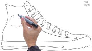 Sneakers Shoes Drawing Easy How to Draw Simple Converse Shoes Sketch Cartoon Step by Step shoes [upl. by Case]