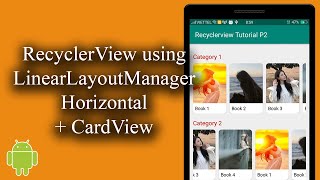 Recyclerview using LinearLayoutManager Horizontal  Cardview  Android Lists  03 [upl. by Etnomal]