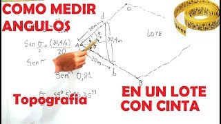 COMO MEDIR ÁNGULOS CON CINTA Topografía [upl. by Ynamad]