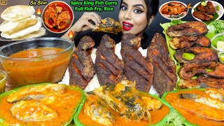 ASMR Eating Spicy Full Fish FryKing Fish Curry MasalaRicePapad Food Big Bites ASMR Eating Mukbang [upl. by Horbal]