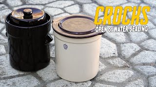 Fermenting Crocks Compared Open Crock vs Water Sealing Crock [upl. by Llenrahc434]