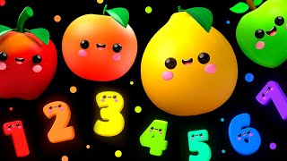 DANCING FRUIT with the Numbers 🍎🍊🍋‍🍏🍇 Sensory Video [upl. by Ymmat690]