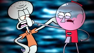 Squidward vs Benson  Epic Cartoon Made Rap Battles Season 2 [upl. by Elyad239]