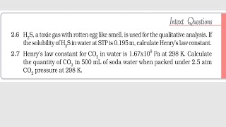 Chemistry Class 12th  solution Chapter intext question solved  Henrys law  Part4 [upl. by Artimed20]