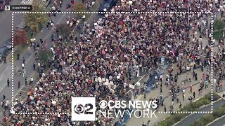 Thousands march from Brooklyn to Manhattan in proPalestinian rally [upl. by Amada]