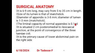 Appendiceal diseaseAppendicitisappendiceal AnomalySurgical anatomyDr Tadesse Fenta [upl. by Lachus]