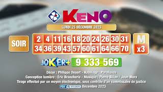 Tirage du soir Keno® du 25 décembre 2023  Résultat officiel  FDJ [upl. by Kursh]