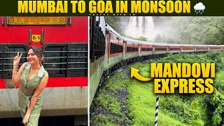 Mumbai to Goa in Mandovi Express food Queen Train Konkan Railway Route Ka maza 😍 in Monsoon [upl. by Alcus]