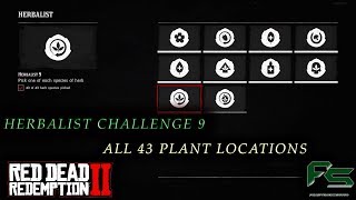 Red Dead Redemption 2  All 43 Plant Locations  Herbalist Challenge 9 [upl. by Nigen]