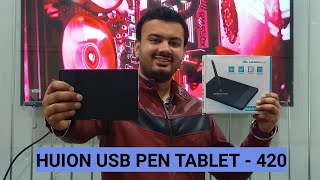 🔥🔥Huion 420 USB Pen Tablet Unboxing amp Review in Hindi  Graphics Drawing Pen Tablet  420 ⚡⚡ [upl. by Ayekel]