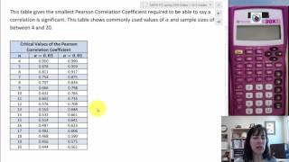 85 Using the Pearson Correlation Coefficient Table p47 [upl. by Eaves]