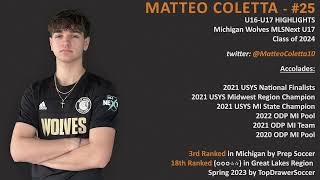 Matteo Coletta 25  Class 2024  Soccer Recruiting Highlights  WingerWingback [upl. by Nagad]