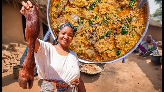 African village life cooking Village food Egusi Soup With Fufu For Lunch  Cook Like A Pro [upl. by Janine5]