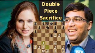 Double Piece Sacrifice against Anand  Polgar vs Anand [upl. by Raney606]