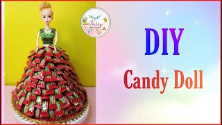 DIY Chocolate Candy DollHow to make candy dress making for Barbie Doll Rukhwat ideas [upl. by Schreck443]