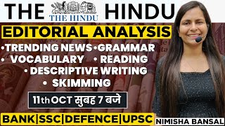 The Hindu Editorial Analysis  11th Oct 2023  Vocab Grammar Reading Skimming  Nimisha Bansal [upl. by Justine18]