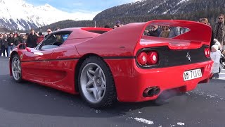 LOUD Ferrari F50 with Straight Pipes Exhaust  V12 Engine Sound amp Snow Drifting [upl. by Mw]