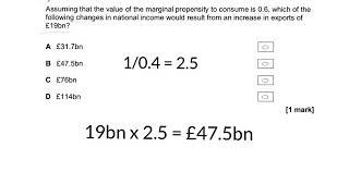 AQA Economics Multiple Choice Q on Multiplier Effect [upl. by Kopp149]