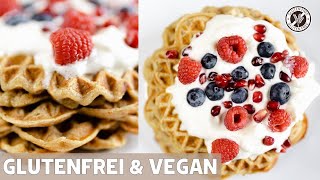 WAFFELN glutenfrei amp vegan  süßes ValentinstagRezept  ohne ei milchfrei weizenfrei [upl. by Gracye520]