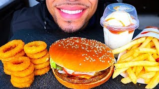 ASMR EATING BURGER KING JERRY IMPOSSIBLE WHOPPER CHEESE CRISPY ONION RINGS FRIES ICE CREAM MUKBANG [upl. by Onidranreb]