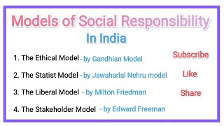 models of social responsibility in India models of csr ethical statist liberal and stakeholder [upl. by Maddie]