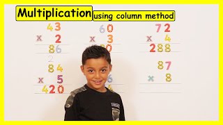 Column method multiplication  Multiply 2 digit by 1 digit  Maths for kids  Maths with Nile [upl. by Estell748]