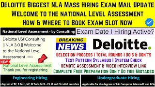 Deloitte Biggest NLA 30 Freshers Hiring Exam Mail Update  Book Exam Slot Exam Date Hiring Active [upl. by Susanetta]