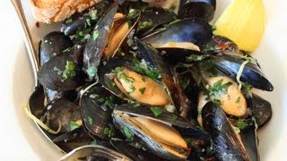 Drunken Mussels Recipe  Mussels Steamed in a Garlic Lemon amp Wine Broth [upl. by Nnylram]