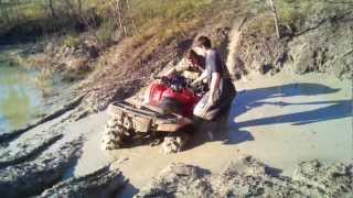 Honda Rancher 420 4x4 Muddin STUCK [upl. by Harlow209]