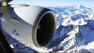 MEGA LOW MOUNTAIN FLIGHT on KLM B777300 Approach Andes mountains into Santiago Chile AirClips [upl. by Tessil]